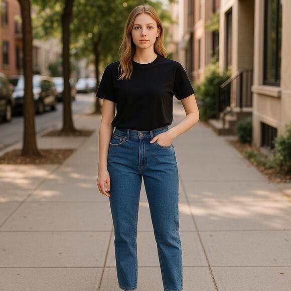 Jordache Womens Jeans Size 7/8 Vintage Blue Denim Tapered Leg 100% Cotton - Picture 2 of 8
